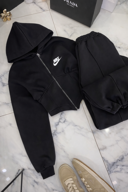 Nike Logolu Crop Hırka & Jogger Eşofman Takımı